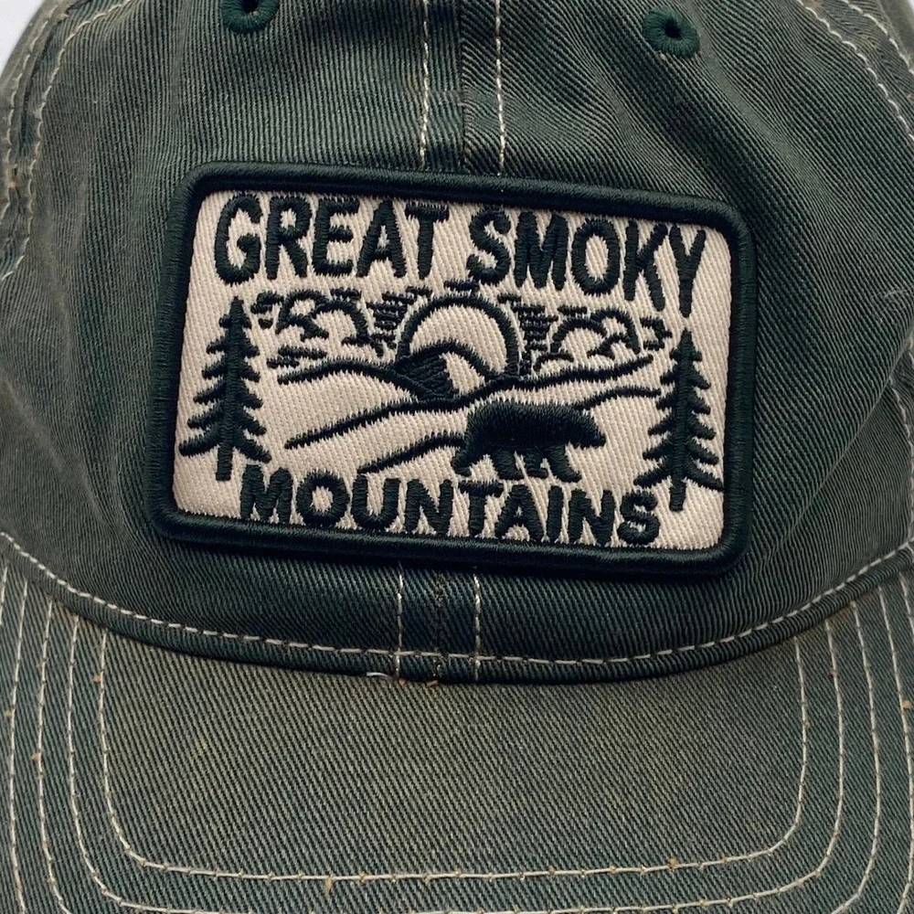 Great Smoky Mountains Baseball Hat Cap Mens OSFM Green Cotton Souvenir SEO